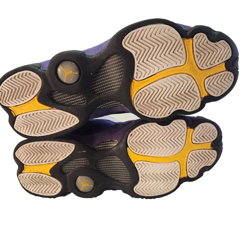 Nike Air Jordan 13 Retro Lakers GS Boys 6Y White Purple Leather Basketball Shoes